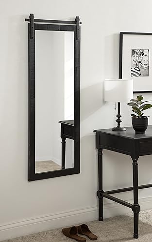 Miniatura 10 de Kate and Laurel Cates - Espejo de pared rústico, 24 x 38 pulgadas, negro, decoración de pared de granja envejecida con diseño de puerta de granero