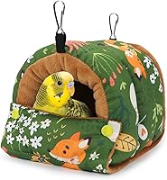 Vista 9 de Wontee Nido de Pájaro Casa de Invierno Cálido Refugio para Acostarse Cabaña Colgante para Loros, Periquitos, Caiques, Ninfas Senegal, Cacatúas, Verde