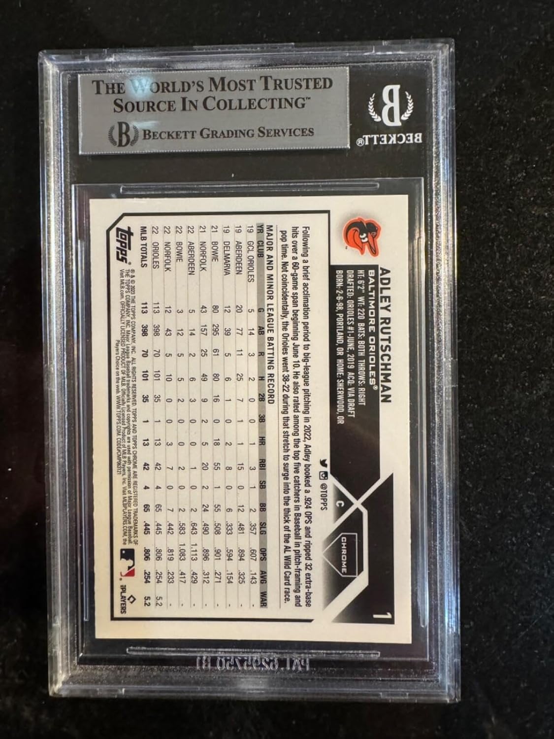 2023 Topps Chrome Adley Rutschman Rookie RC #1 BGS 9 - Baseball Slabbed Rookie Cards