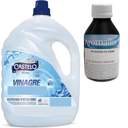 Kit Vinagre 5L para Lavar Roupas + Essência Hidrossolúvel 100ml – Amacia e Perfuma as Roupas (Algodão)