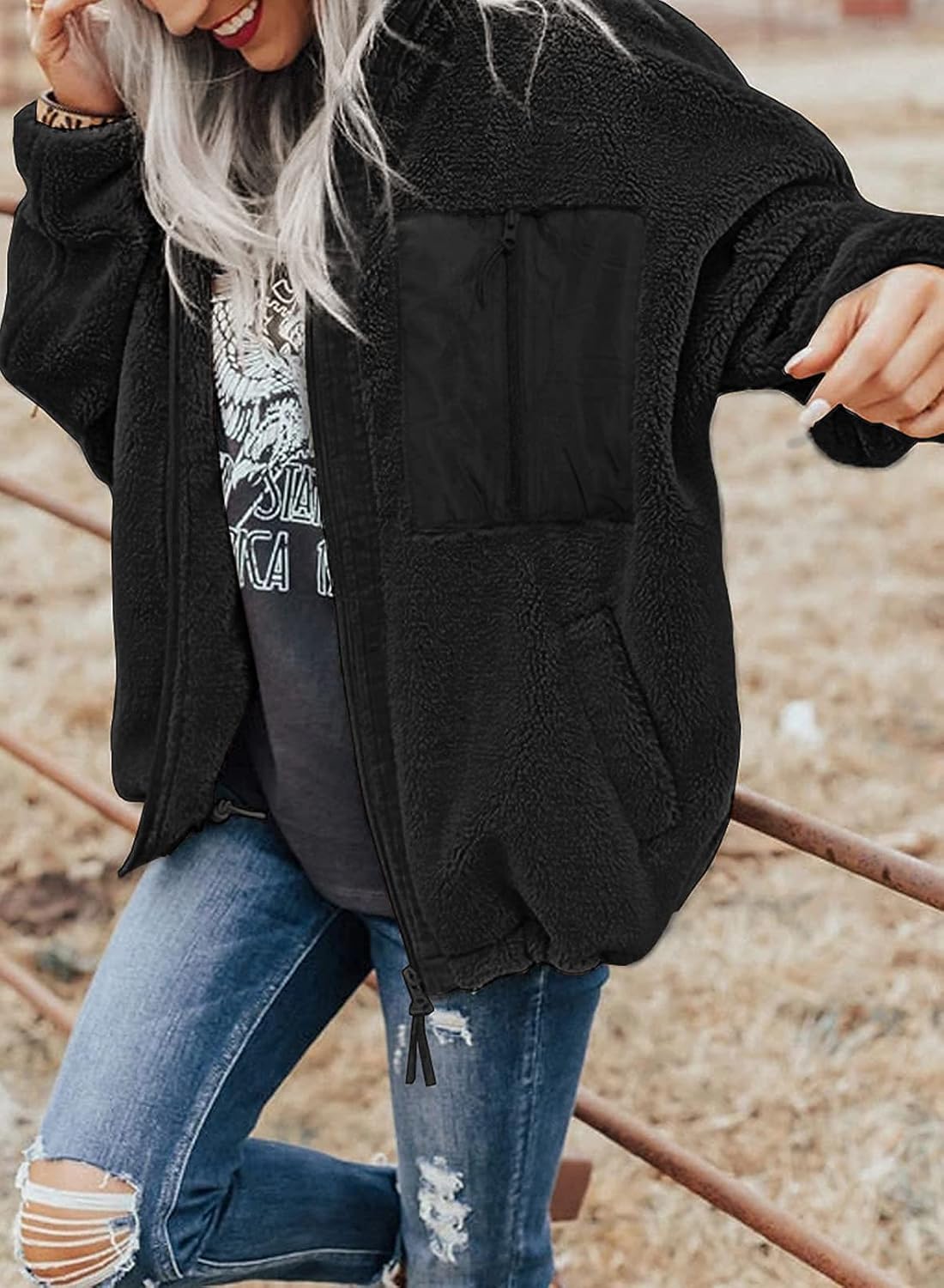 Dokotoo Womens Full Zipper Sherpa Jackets Short Teddy Coats Outerwear with Pockets at  Women's Coats Shop