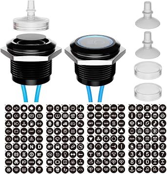 Pack of 2 19 mm LED Metal Indicator Light 12V-24V DC Indicator Light Blue [Energy Class A+]