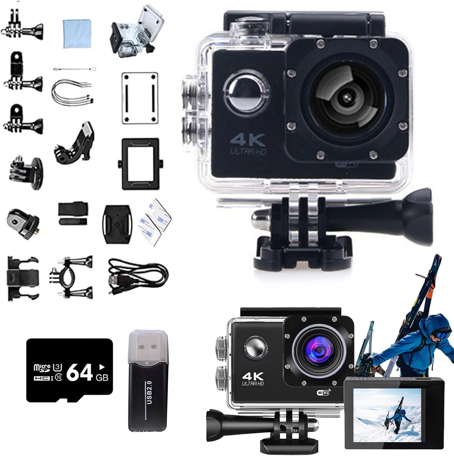 SAISAIXU Roamix Vision+ 4k, Vision Pro 4k Wifi Diving Sports Camera, 4K WiFi Diving Sports Camera, Waterproof Outdoor Underwater Camera