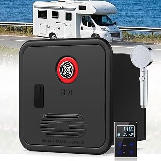 Suburban RV Water Heater, RV Tankless Water Heater, 55,000 BTU RV Instant Water Heater with Remote Controller,15x15 Inch, Propane Gas, DC 12V, Compatible with All RVs WithShowerHead-Black
