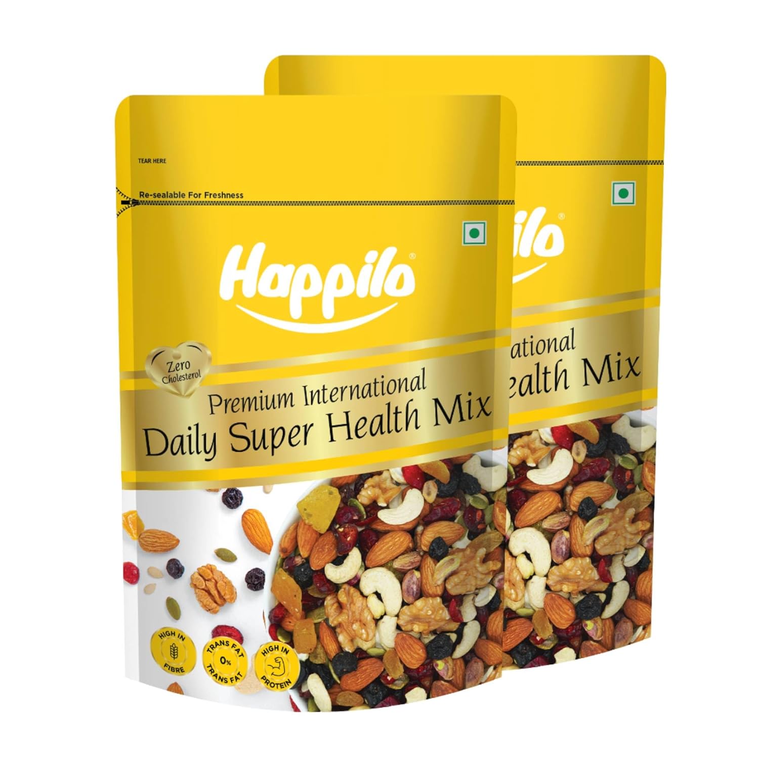 Happilo Premium International Daily Super Health Mix 160g (Pack of 2) | Premium SuperFood Mix of nuts, seeds, dry fruits & more | Perfect Party Mix Snack | Vegan-Friendly & Gluten-Free