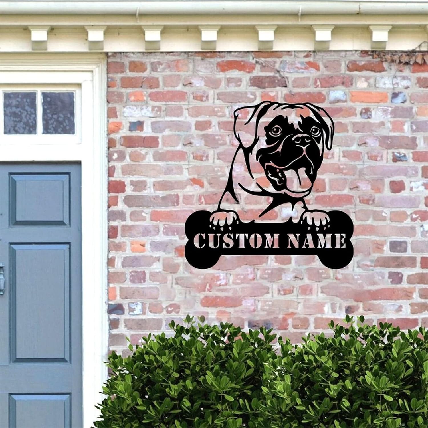 SILYHEART Custom Boxer Metal Wall Art Boxer Name Sign Custom Pet Name Sign Boxer Lover Sign Dog Mom Gift Personalized Dog Plaque Metal Wall Art Pet House Decor Housewarming Gift 18in