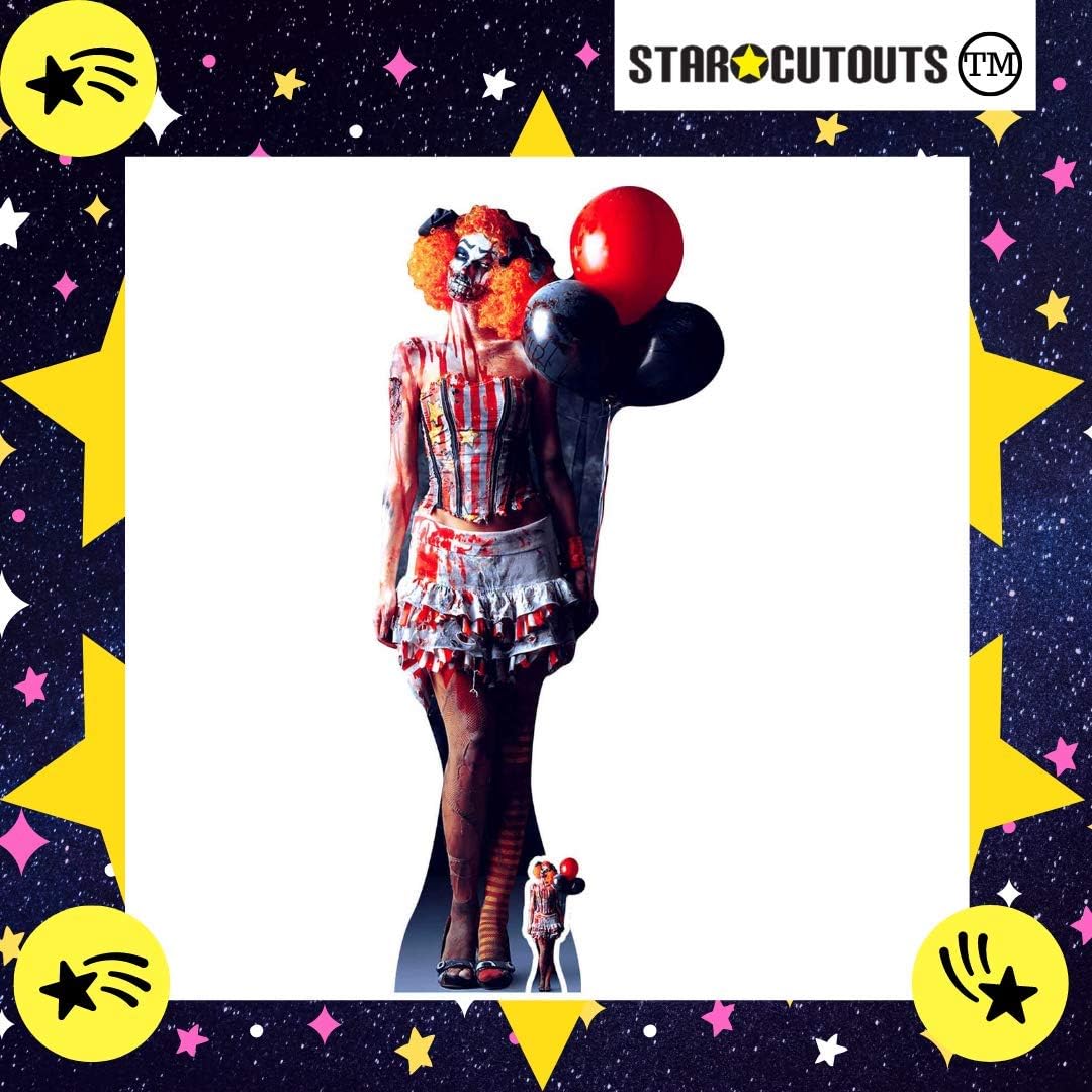 STAR CUTOUTS It is A Very Scary Female Clown Cut Out, Cardboard, Multi-Colour, 178 x 77 x 178 cm