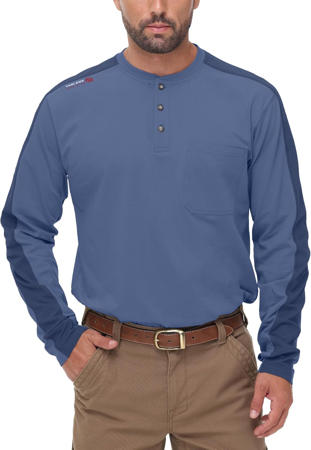 FR Shirts for Men 5.5OZ Lightweight Stretch Patriot Baseball T-Shirt Work Shirt - Image 2