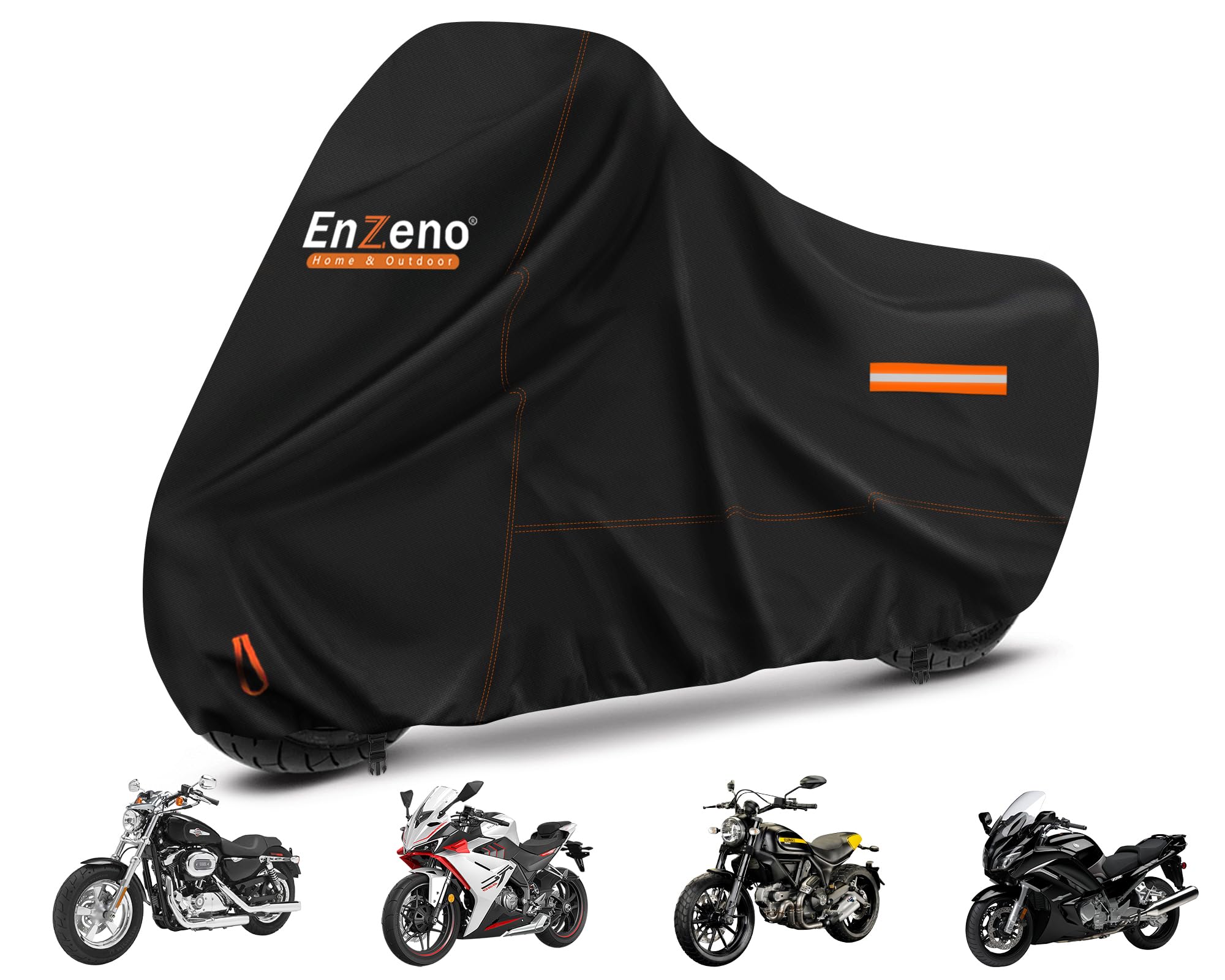 Enzeno Motorrad Abdeckplane Outdoor Motorradabdeckung Wasserdicht,210D Motorradplane Abdeckung Winterfest,Motorrad Garage Plane für Moped Roller Motoroller Motor(245x105x125cm)