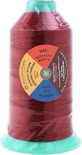 Miniatura 682 de Mandala Crafts Hilos de coser resistentes de nailon consolidado, hilo para tejer jeans de cuero, hilos de tapicería marina al aire libre, Beige