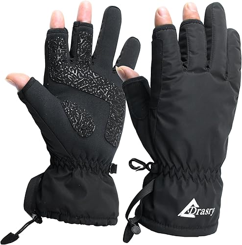 Drasry Guantes de pesca cálidos para hombres y mujeres para clima frío, aislados, repelentes al agua, ideales para pesca en hielo, pesca con mosca,