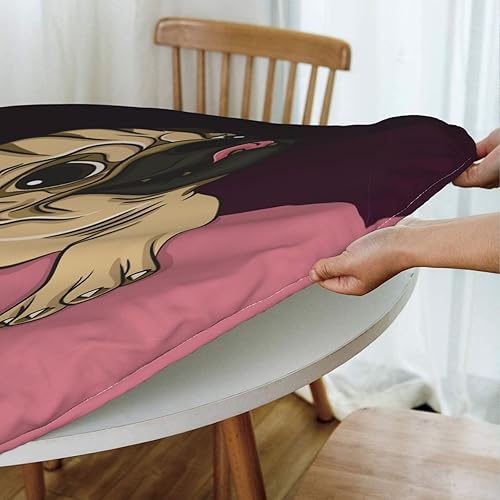 Vista 82 de Delerain Mantel redondo ajustable de bolas de Navidad, mantel redondo impermeable con borde elástico, lavable, para interiores y exteriores, se