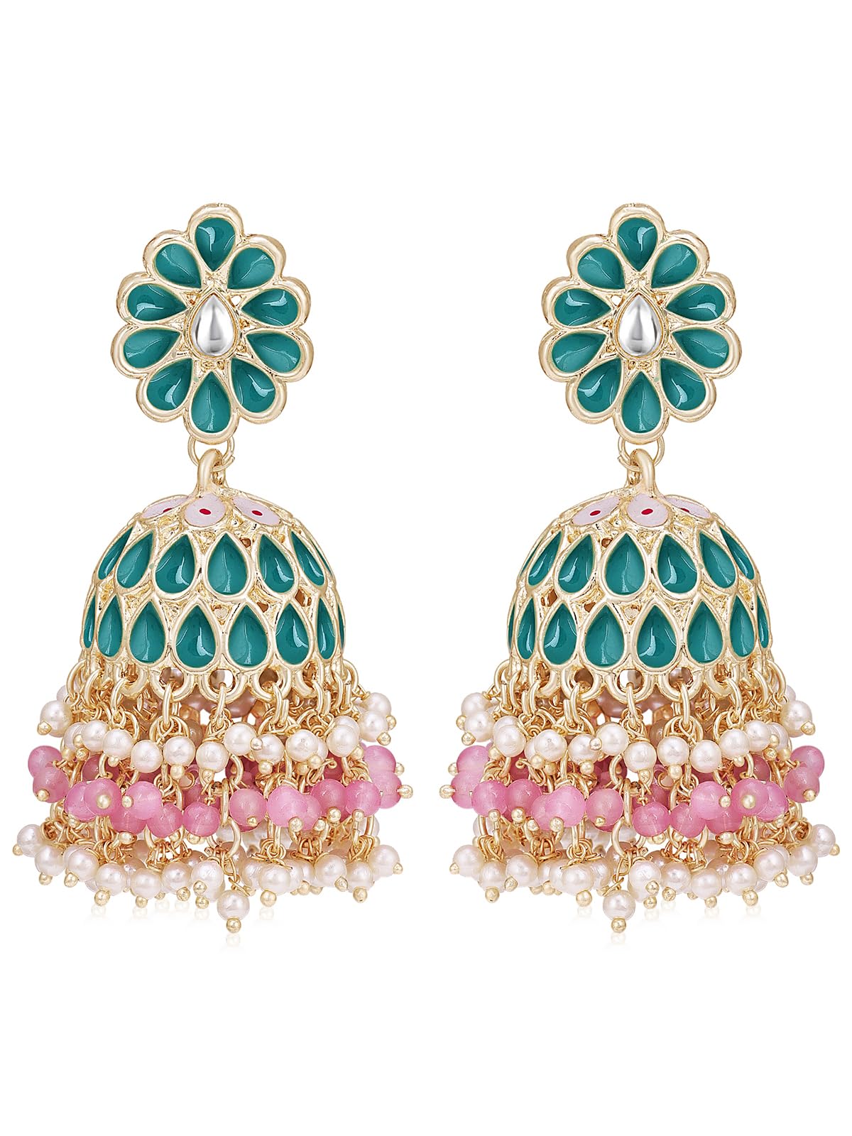 Sukkhi Beautiful Gold Plated Kundan Studded Multicolor Jhumki/Jhumka Earrings | Fashion Jewellery for Women (E104834) (B0CKXQBH7X) Amazon Price History, Amazon Price Tracker