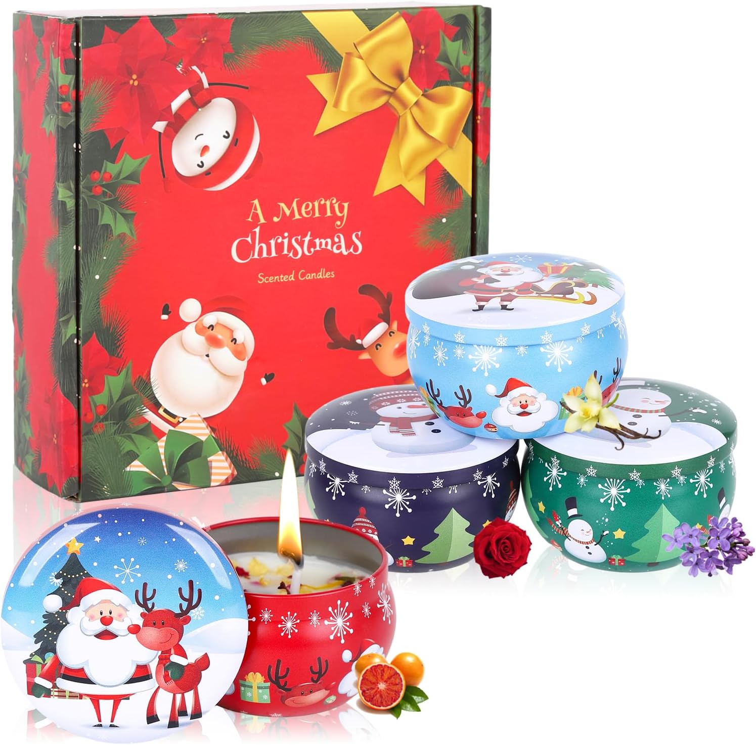 Christmas Scented Candles Gifts Set, 4Pcs 2.2Oz Scented Candles Gifts