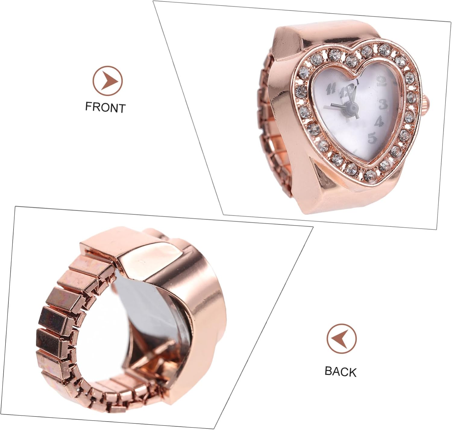 Heart Shape Ring Watch for Women Men Movement Finger Watch Dainty Jewelry Present for Birthdays Anniversaries Smooth Edges for Comfort for Finger
