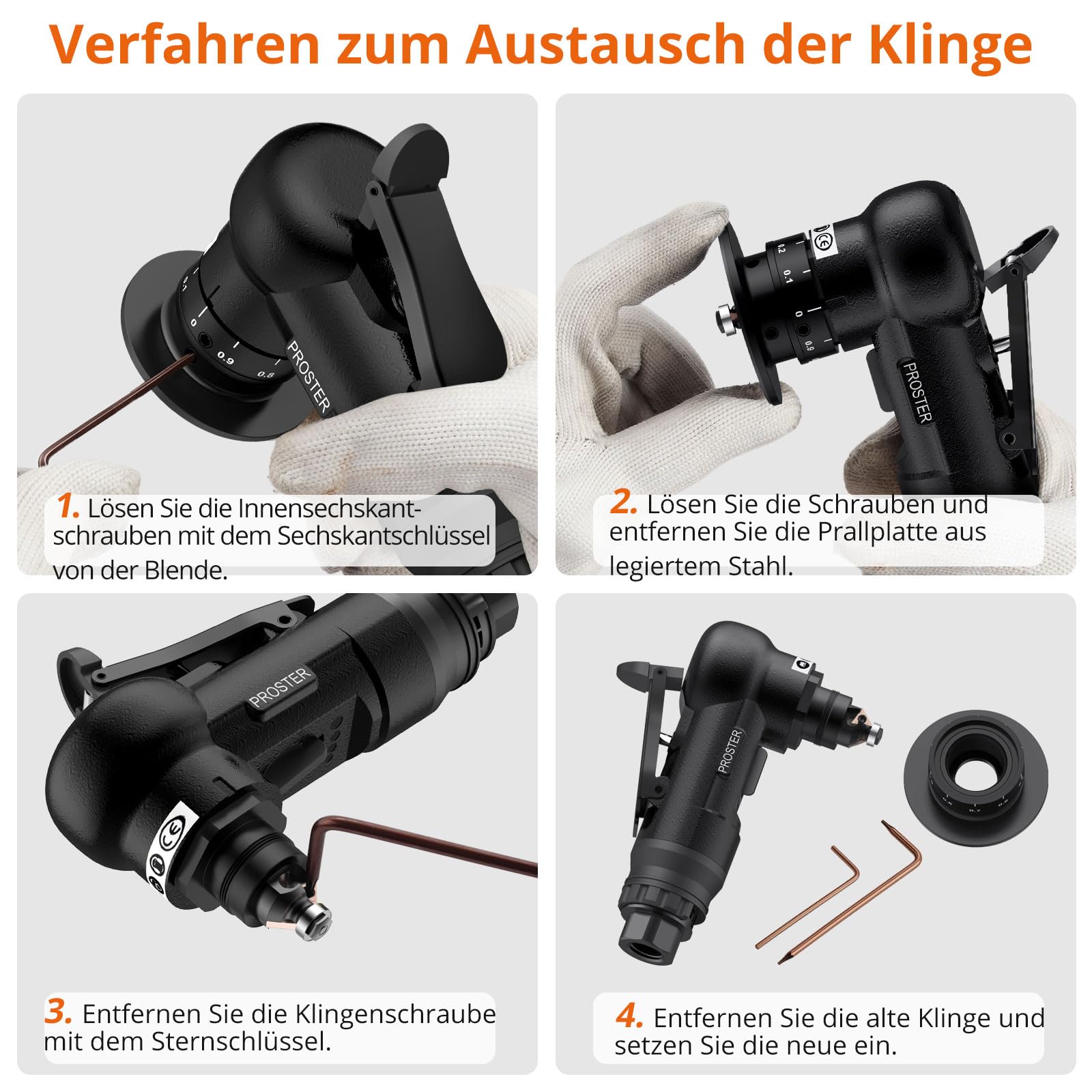 Proster Druckluft Anfasmaschine Pneumatisch Entgratwerkzeug – Präzise Fasen & Entgraten von Metall, 30000 U/min Industrie Werkzeug, Dual-Kopf Fasenwerkzeug (Schwarz)