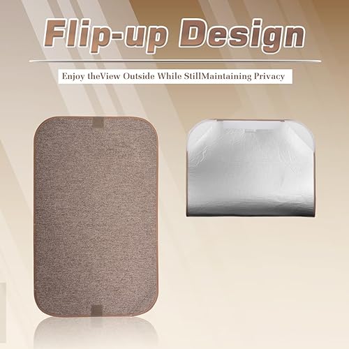 Miniatura 3 de Cubierta para ventana de puerta de caravana, tela opaca para entrada de privacidad de cámper (16 x 25 pulgadas), color marrón