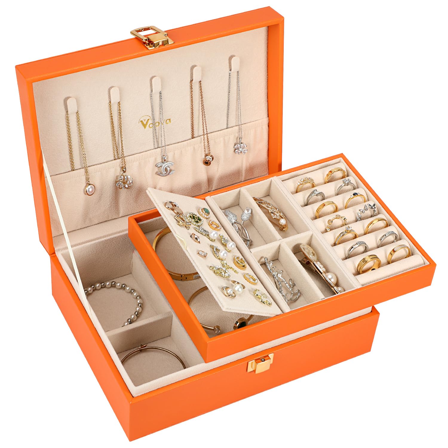 Amazon.com: Voova 2 Layer Jewelry Box Organizer with Removable