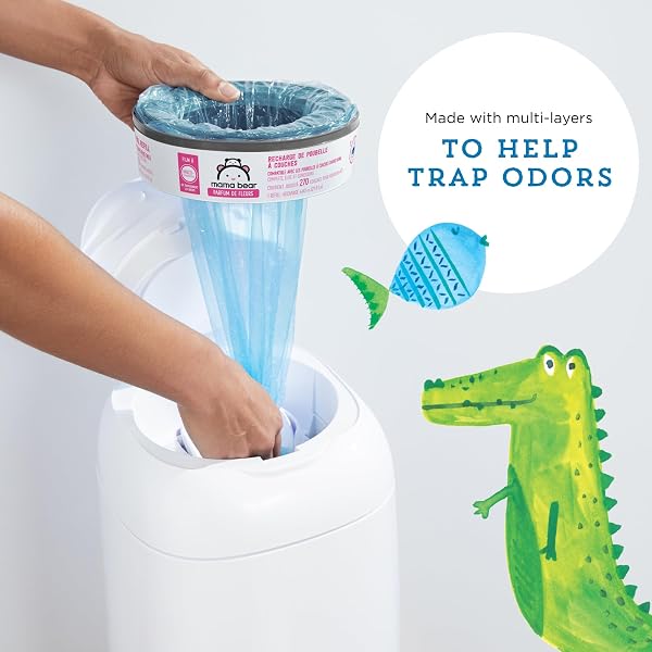 Amazon Brand - Mama Bear Blossoms Scented Diaper Pail Refills for Diaper Genie Pails, 1080 Count (4 Packs of 270 Count) - 3