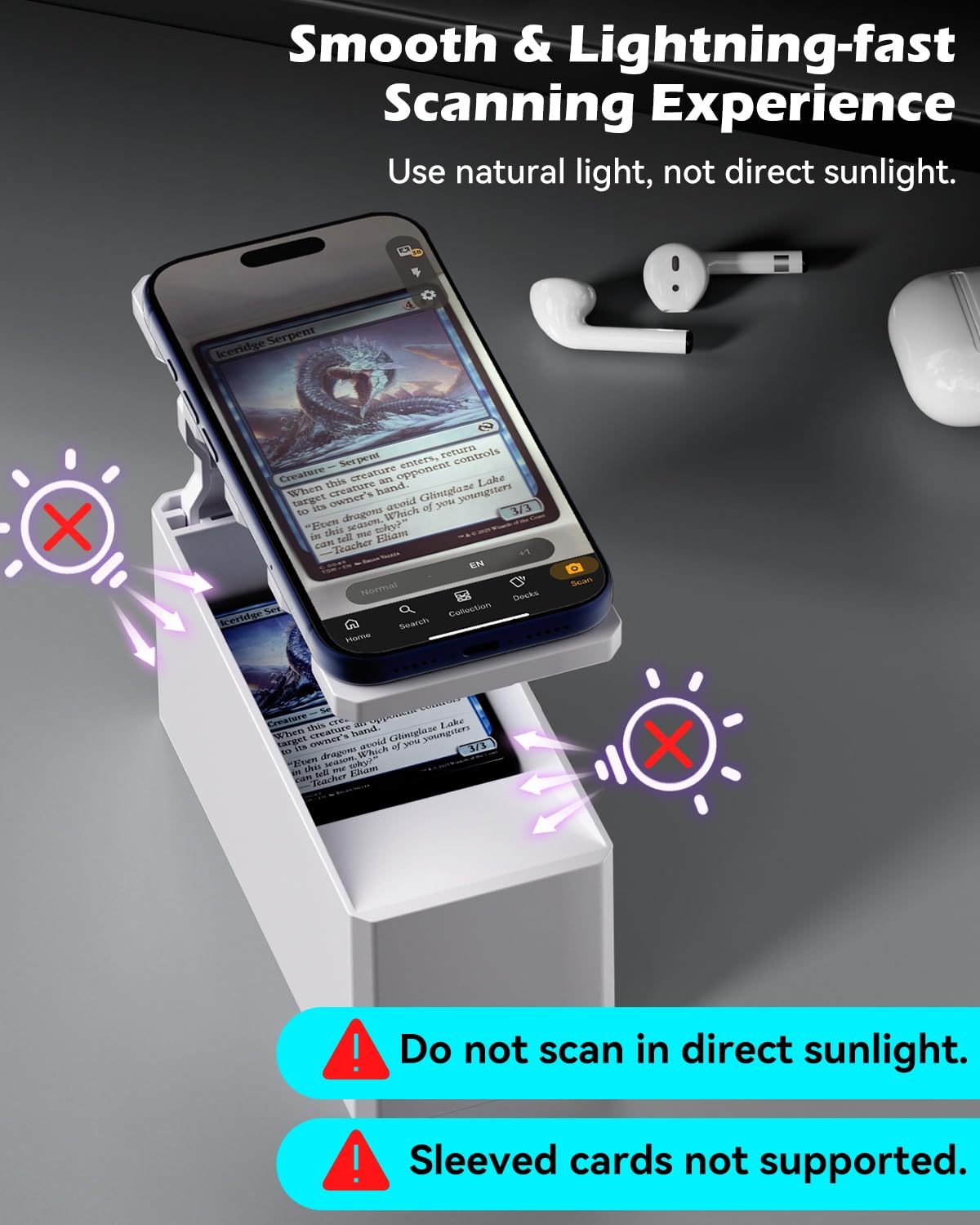 CloudValley TCG-Kartenscanner-Ständer für MTG-Sammelkarten, 【ABS-Material】Verstellbare Halterung für das Scannen mit dem Smartphone, 【Schnelles Scannen & Preisvergleich】Kompatibel mit der ManaBox-APP