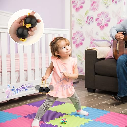 Miniatura 5 de 2 pares de bolas rítmicas de Aslatuas, instrumento de coctelera Kashaka clásico africano, sonajero, percusión de mano para niños y adultos, bodas,