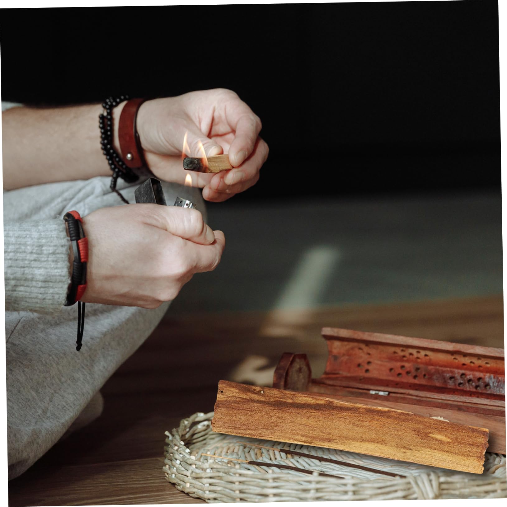 GLEAVI 5 Set Legno Di Incenso Boschi Aroma Cedro Bastoni Sandalo Profumato Naturale Macchia Bastoncini Di Sbavatura Bastoncini Profumati Del Bruciatore Di Legno 3 Pezzi*5