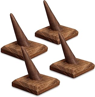 Mooca 4 Pcs Set Finger Ring Stand Jewelry Display Holder Showcase Display Drawer Ring Storage Jewelry Display Stands for Shows, 2 1/2" W x 2 1/2" D x 2 3/4" H, Brown