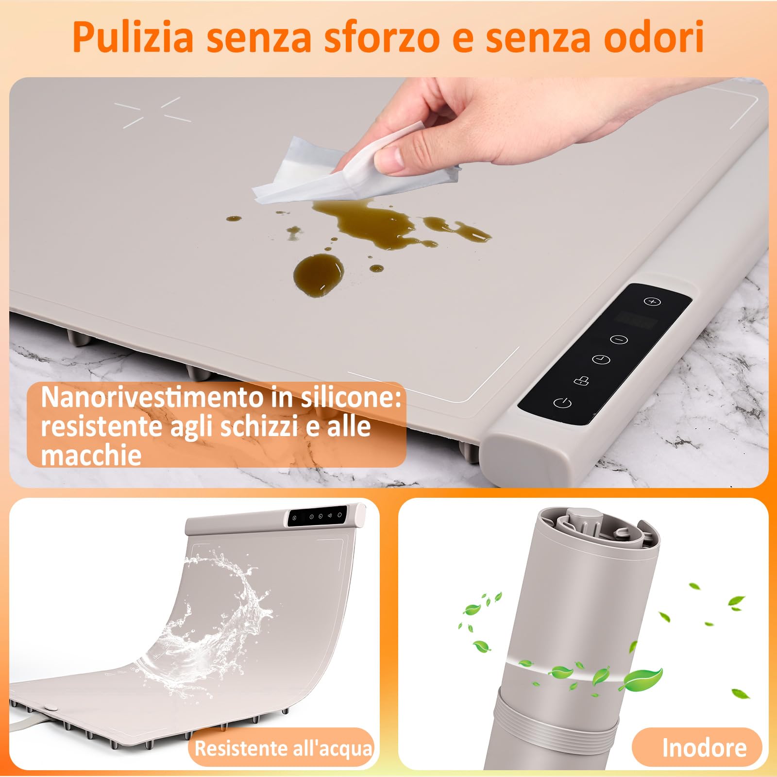 Tappetino Scaldavivande Vassoio Riscaldante Elettrico Temperatura Regolabile Tappetino Riscaldante Pieghevole per Feste, Eventi e Cene Domestiche