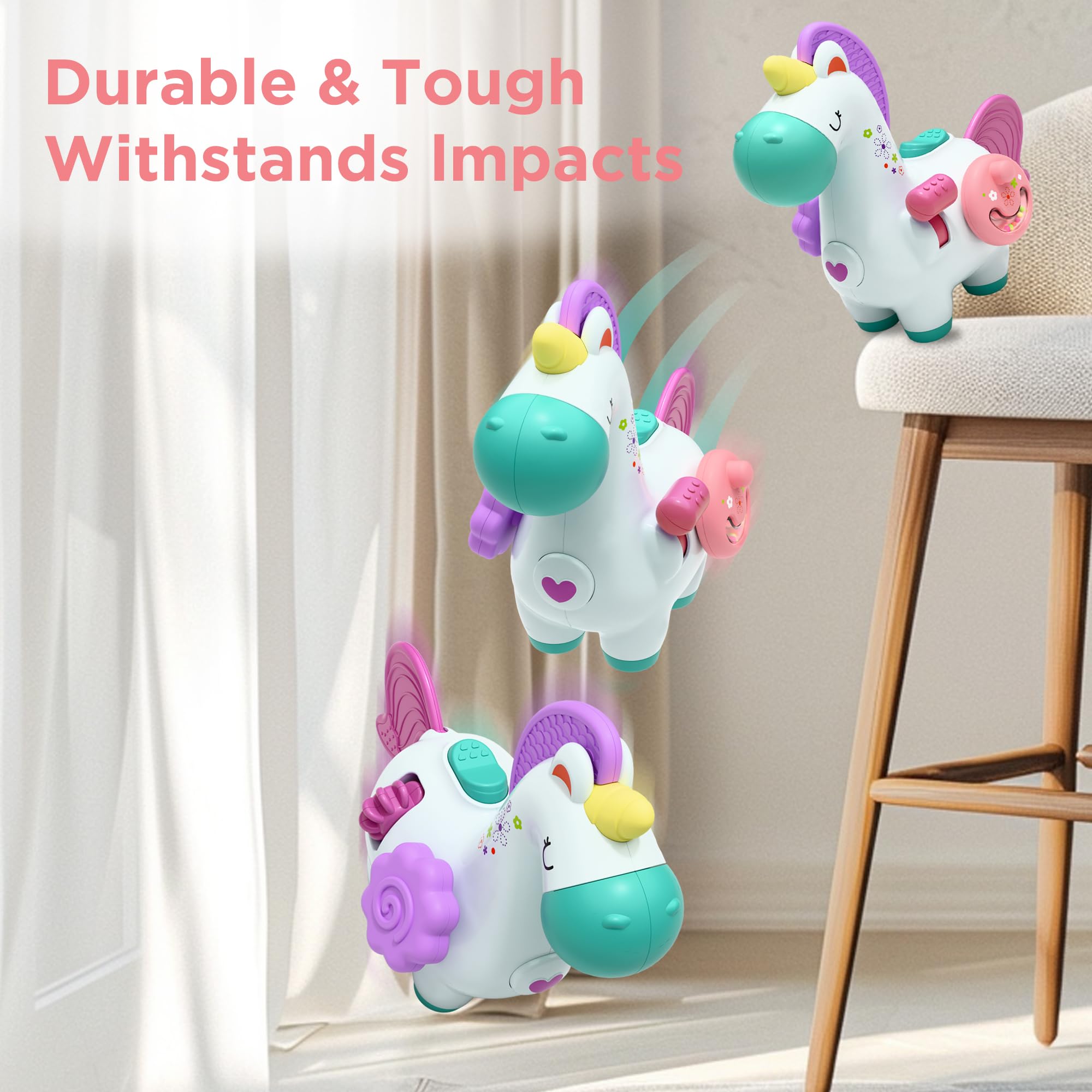 Cubo de actividades de unicornio para bebé, cubo ocupado Montessori, juguete Montessori para niños de 1 año, juguete de viaje para asiento de automóvil, juguete de viaje, desarrollo 4