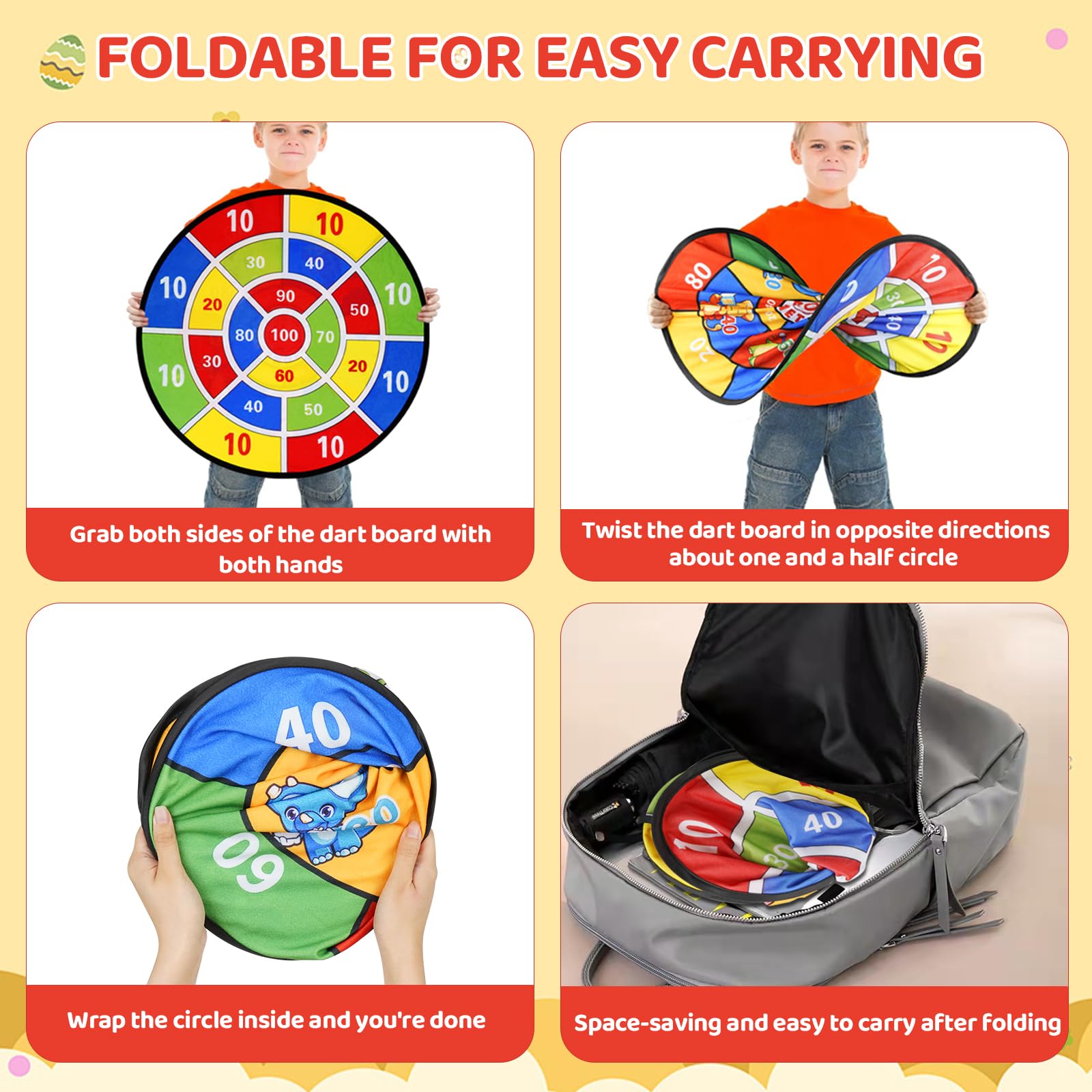 Gioco Freccette Per Bambini Con Bersaglio Pieghevole 73cm E Palline Adesive - Foto 3