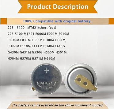 295-5600 Replacement Battery for Citizen Watch Capacitor - MT920 Model Compatible with Eco Drive C650 E810 E811 7821 B620