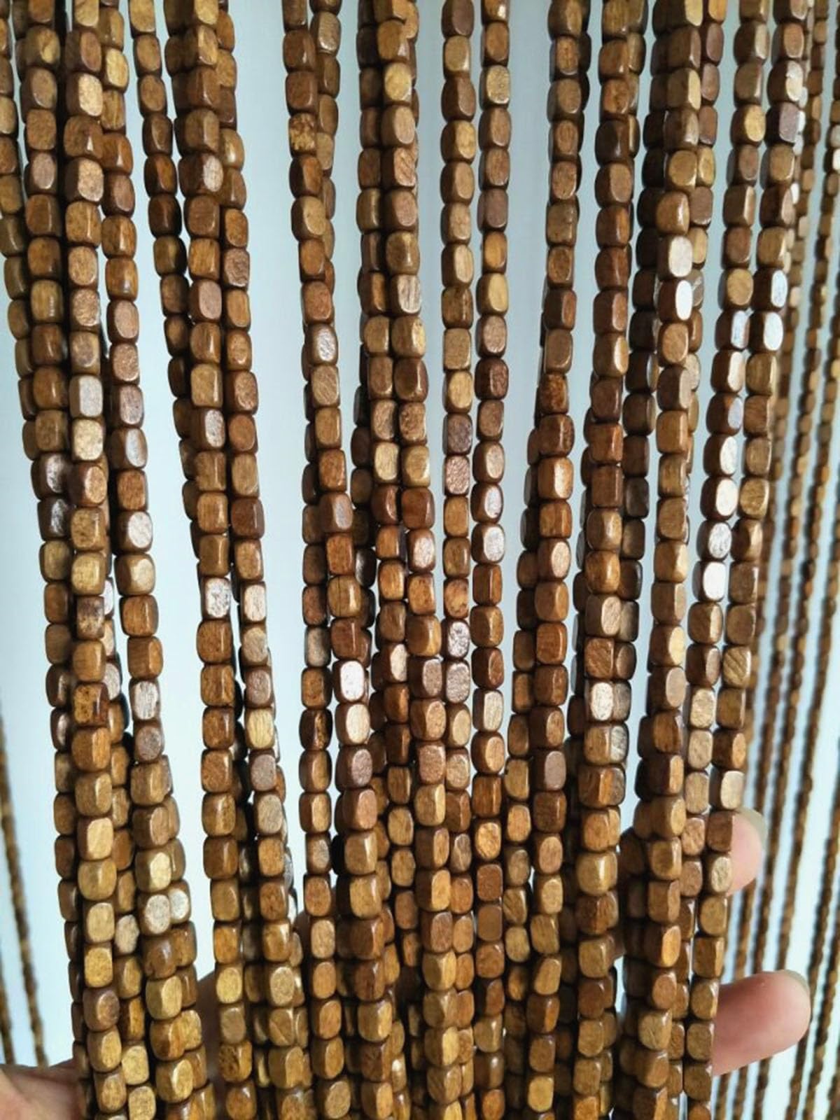 Rideau de Porte en Perles de Bambou pour Entrée,Rideaux de Porte pour Extérieur Intérieur Deco,Convient comme Moustiquaire pour Chambres,Salon,Balcons,Restaurant (121 brins 120cm x 90cm)