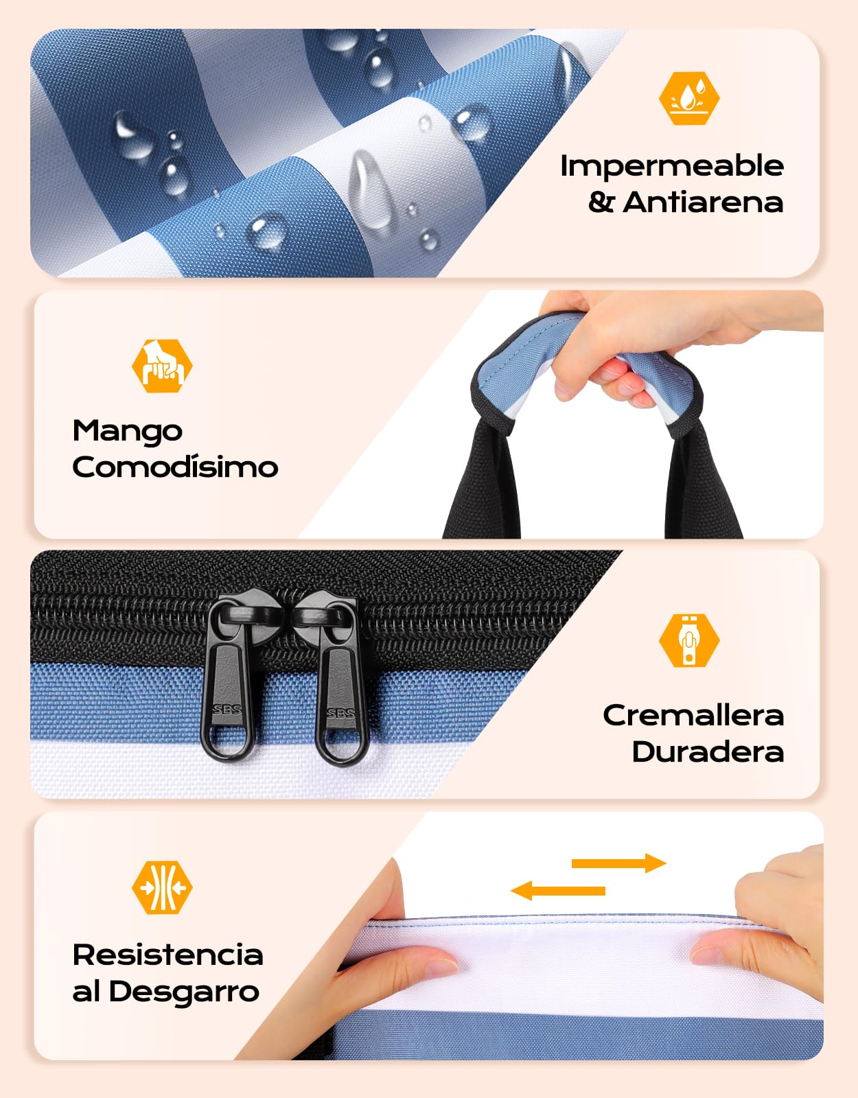 CIRYCASE Bolso Playa Mujer con Nevera 2 en 1, Impermeable & Plegable Bolsa Viaje XXL Familiar, Beach Bag 54L Extra Grande con Cremallera y 9 Bolsillos para Piscina/Picnic/Gimnasio/Compra Esenciales