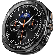 3 in 1 Metal Case Compatible for Samsung Galaxy Watch 9/8 44mm with Screen Protector, Rugged Scratch Resistant Protective Bumper Cover for Samsung Galaxy Watch 9/8, Black/White