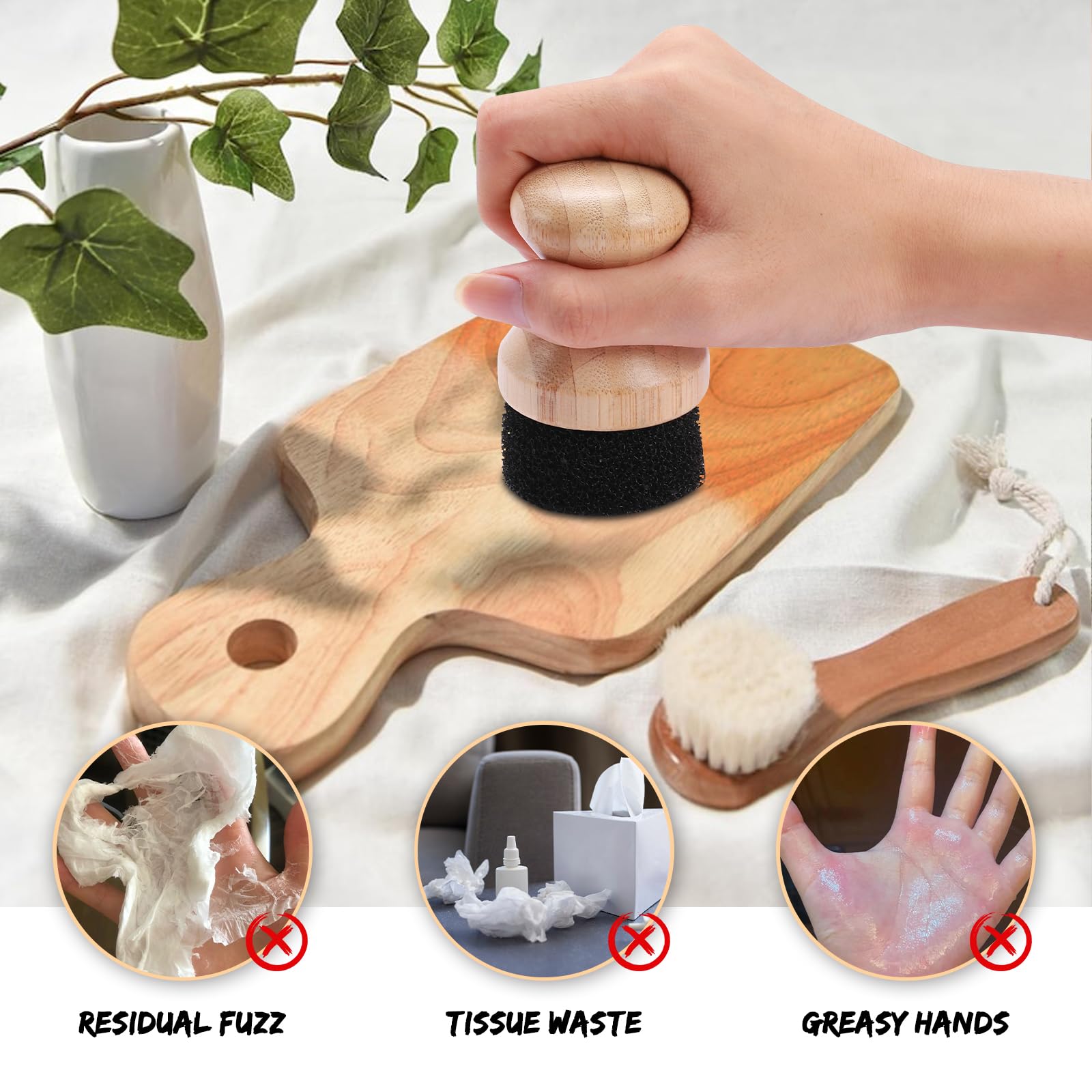 Applicateur D'Huile Pour Planches à Découper En Bois - Pinceau Avec Poignée En Bois - Nettoyage Et Entretien Des Ustensiles De Cuisine - 5