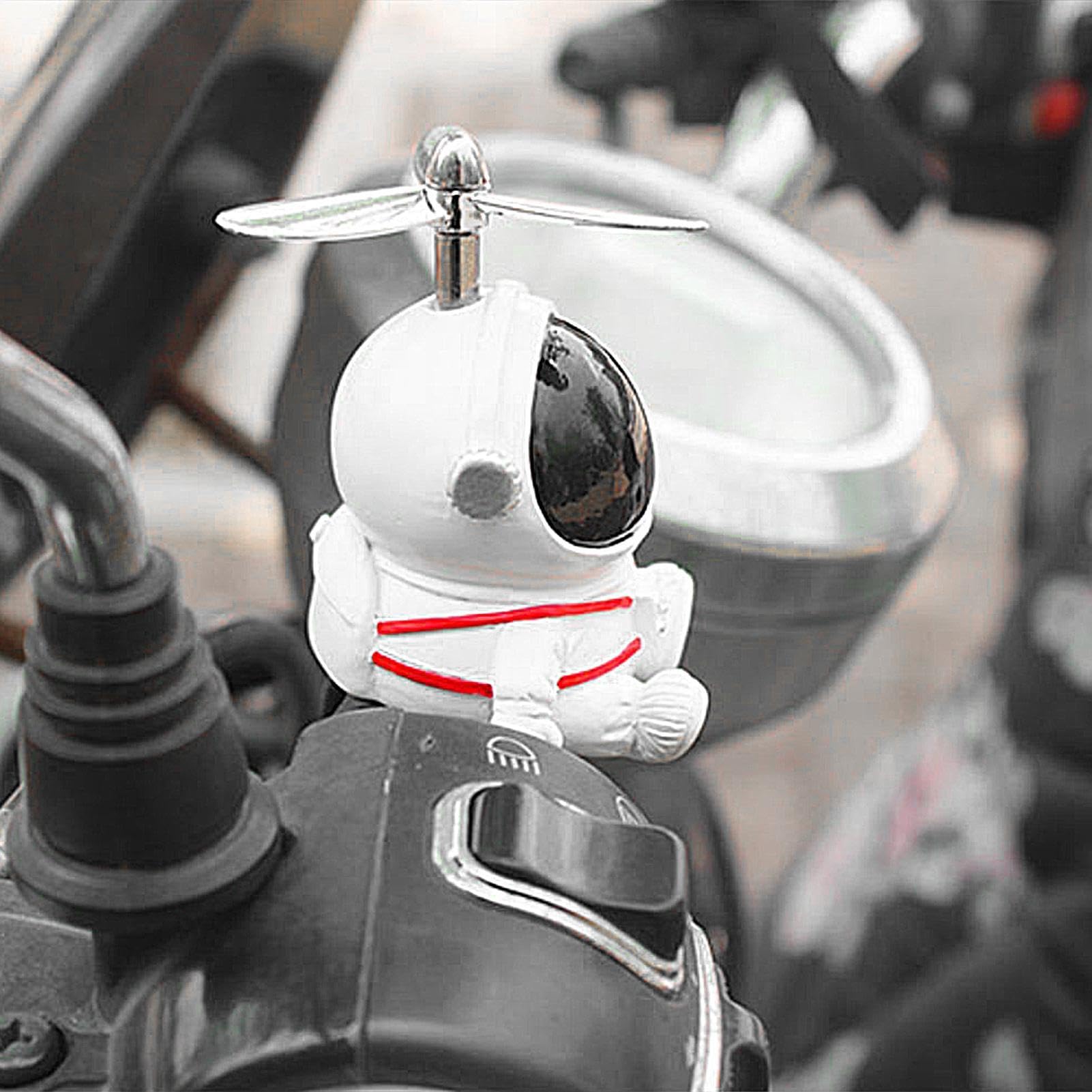 Astronaut Statues Electric Scooter Ornament, Duck Head Light Rubber Bell Accessories, Rubber Bells Toy Motorcycle Dashboard Decoration with Helmet Propeller. Sports & Outdoors