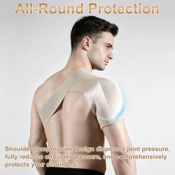 Adjustable Shoulder Support Brace for Men & Women, Compression Sleeve with Velcro for Stability, Comfort, for Injury Prevention and Daily Recovery, Sports, Sleep, Work