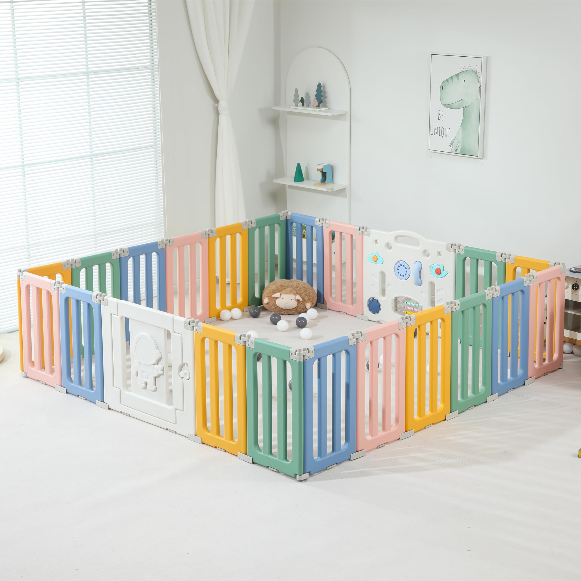 Foldable Baby Playpen, Osatote 22 Panel Kids Safety Activity Play Center for Indoor and Outdoor Play, Playpen for Babies and Toddlers, Adjustable Shape Baby Fence