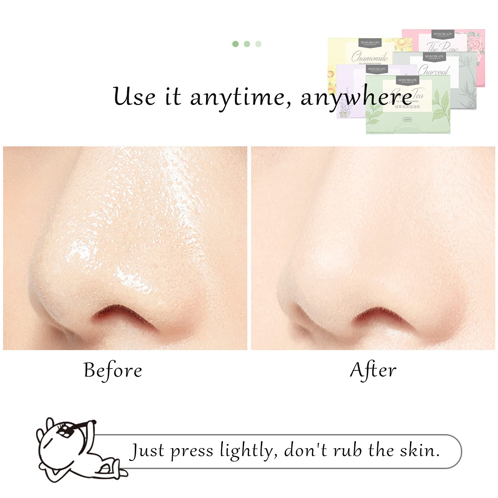 Papeles Secantes para La Cara 500 Hojas Papel Absorbente de Aceite Facial Hojas Mantenga La Piel Seca,Evite El Acné,Se Utiliza para El Cuidado de La Piel Facial,Adecuado para La Mayoría de Las Escenas