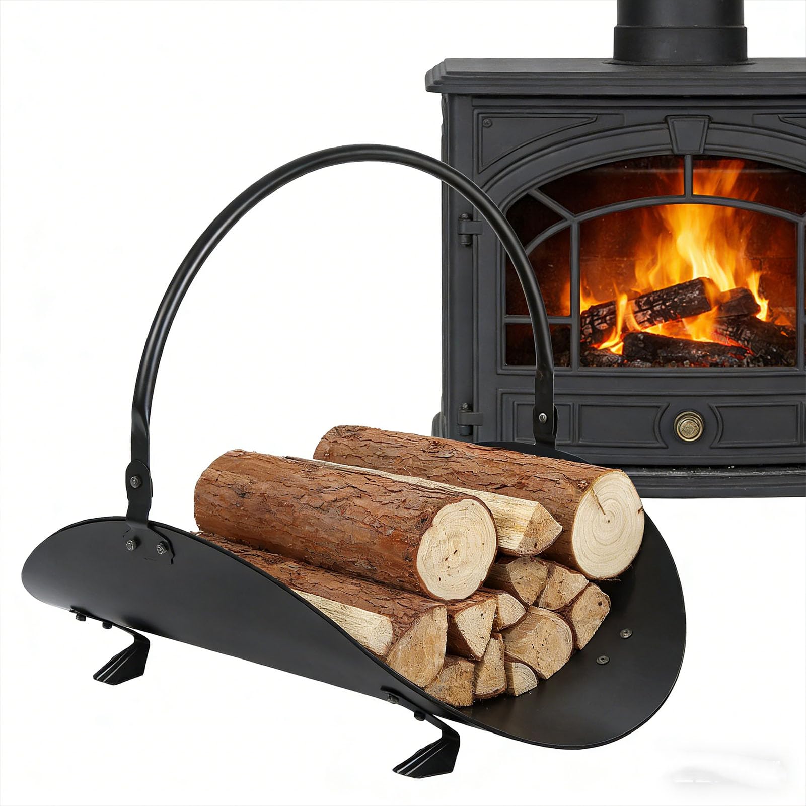 Portalegna da ardere dal design elegante, portatile, per interni, in ferro, 48 x 39,1 cm