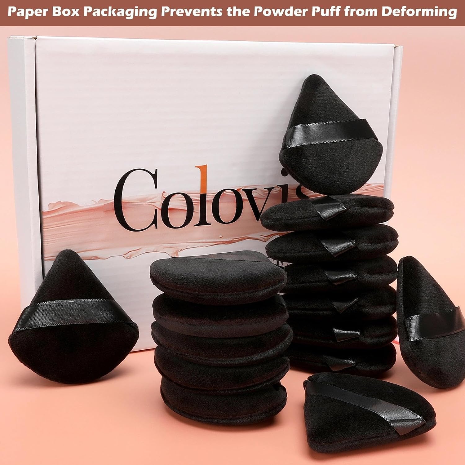 Colovis Triangle Powder Puff, Thick Makeup Sponge Powder Puff (48, Black)