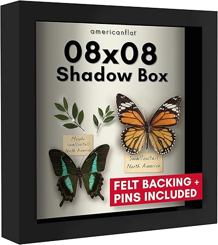 Americanflat - Marco de caja de sombra con parte trasera de lino suave MDF y cristal resistente a las roturas, para pared y mesa