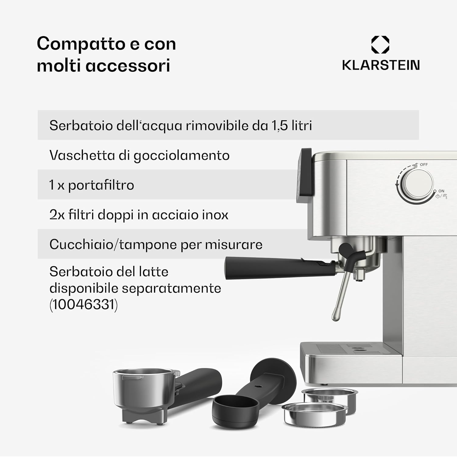 KLARSTEIN SteelPresso Touch Espresso Machine with accessories