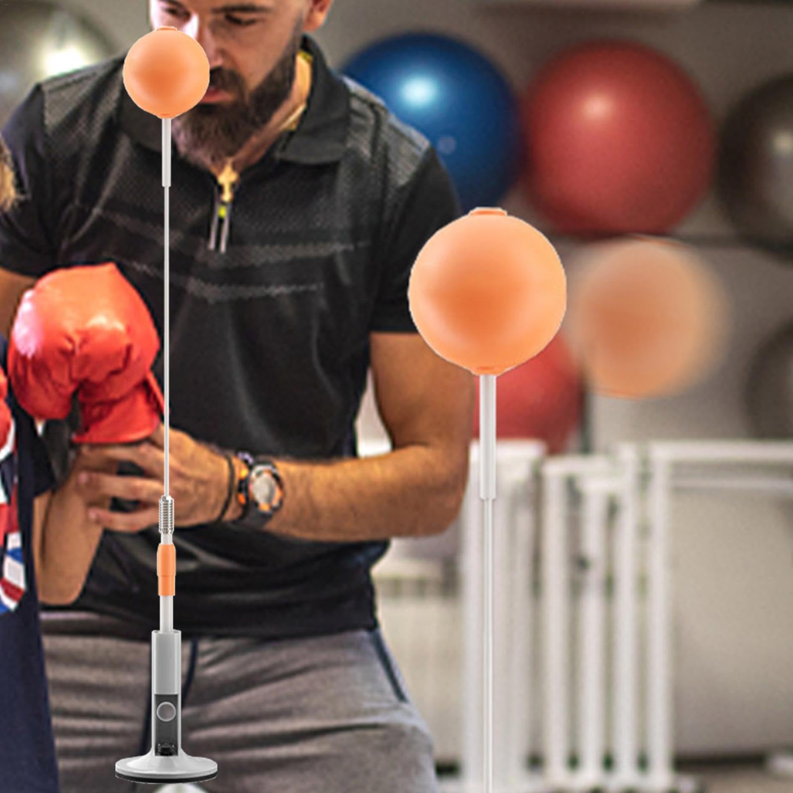 Boxsack mit Ständer,Standboxsack - Box-Speedbag-Reaktionsball,Boxtrainingsausrüstung, Sporttrainer, Hand-Auge-Koordinations-Trainingsset für Kinder, Erwachsene, Jugendliche