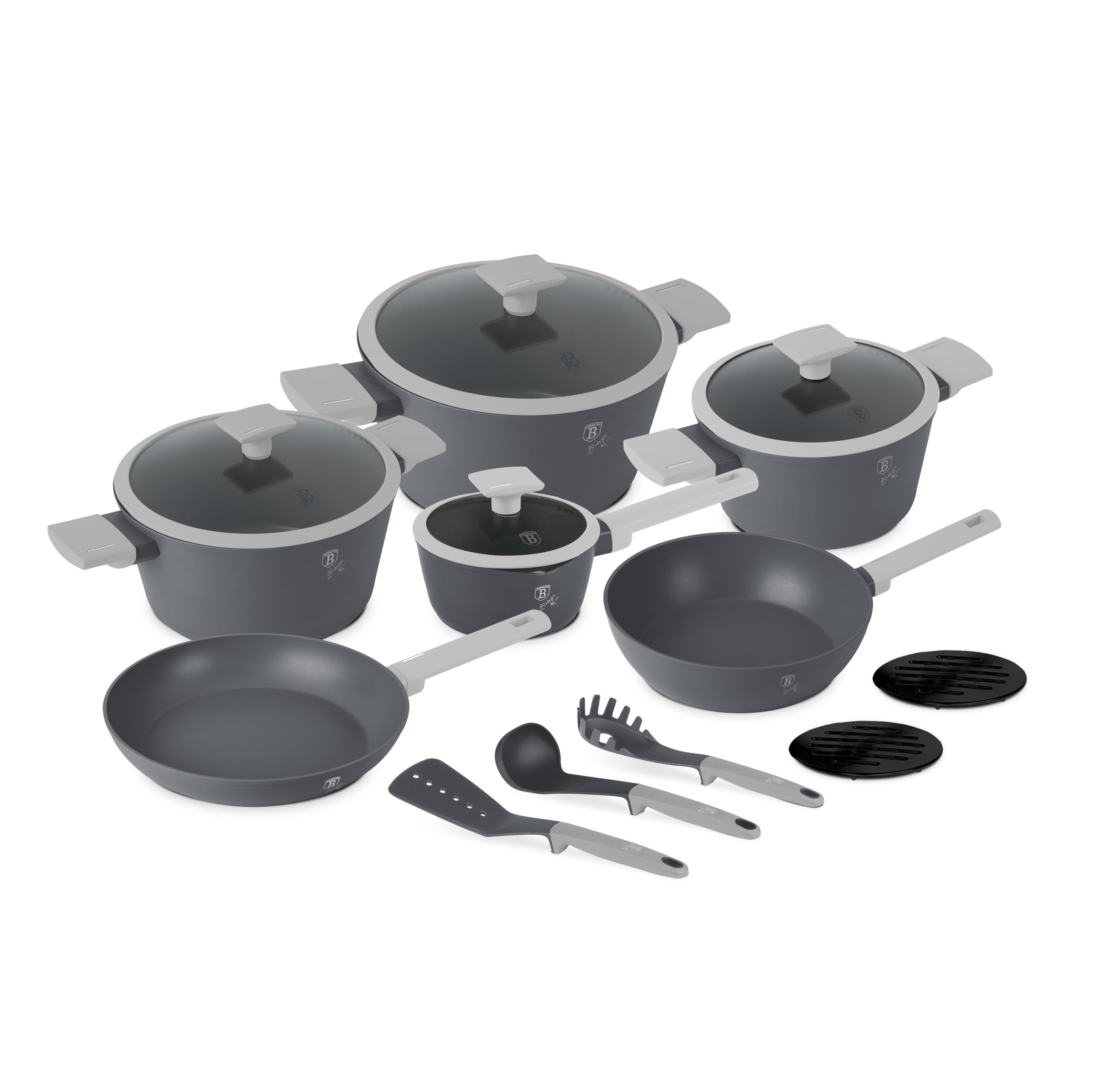 Berlinger Haus 15-teiliges Titanbeschichtetes Kochgeschirr-Set Aspen Collection - Hochwertiges Kochgeschirr für alle Herdarten, langlebig und pflegeleicht