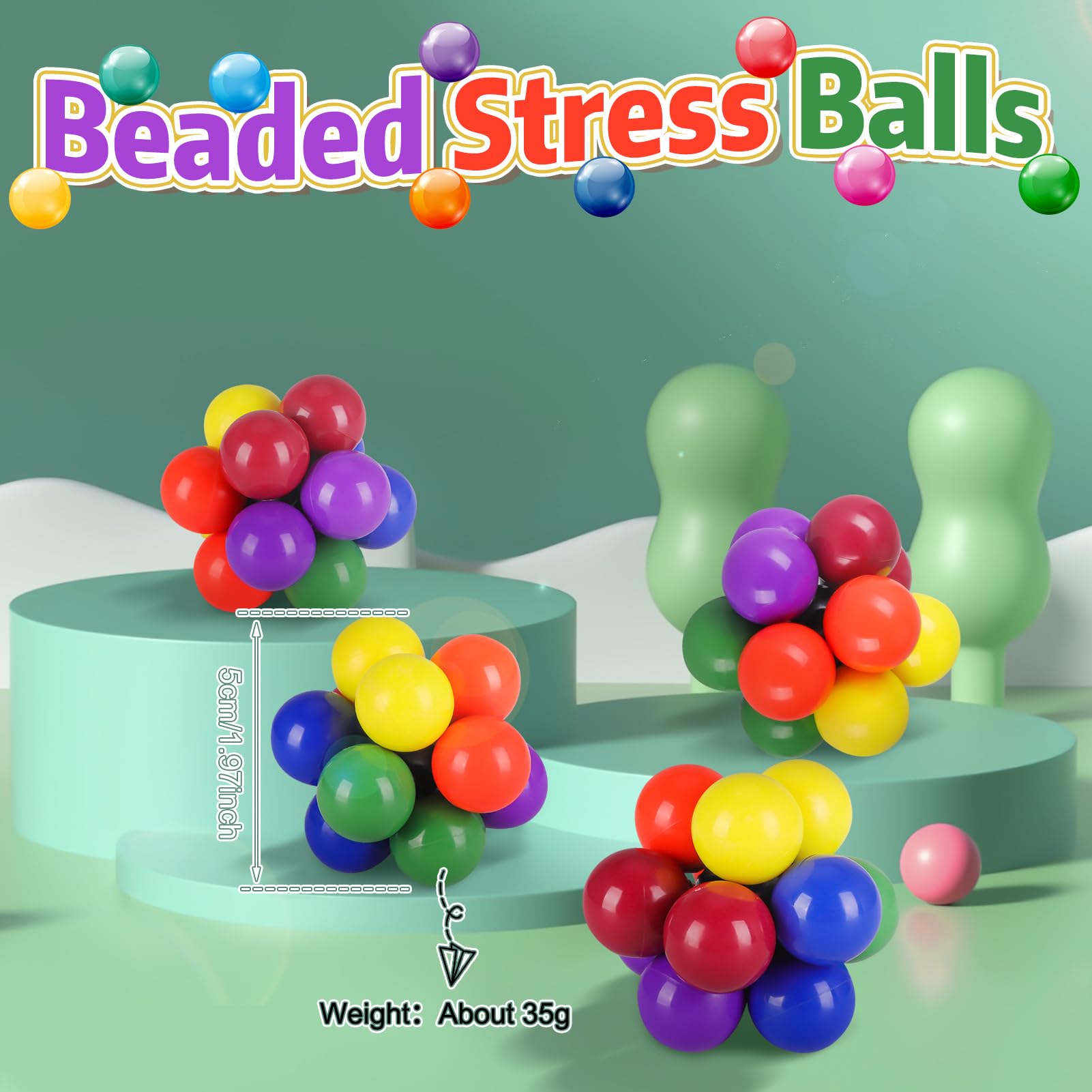 4 Pcs Stress Balls for Kids & Adults - Fidget Toy for Anxiety Colorful Fun Sensory Balls, Party Bag Fillers - Image 3