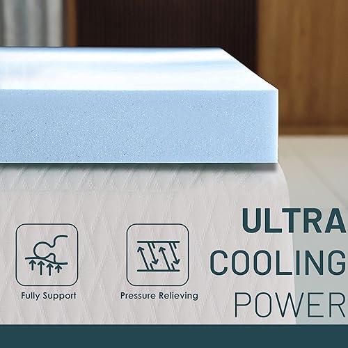 Miniatura 6 de Zayton, Cubrecolchón de espuma viscoelástica de gel de 2 pulgadas, certificado CertiPUR-US para una comodidad y apoyo superiores, tamaño individual,