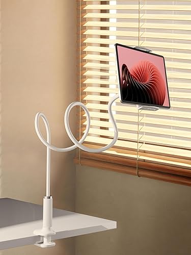 Miniatura 7 de KI-R Soporte de cama de 38.7 pulgadas con cuello de cisne para tableta y teléfono, soporte de abrazadera flexible ajustable compatible con iPad,