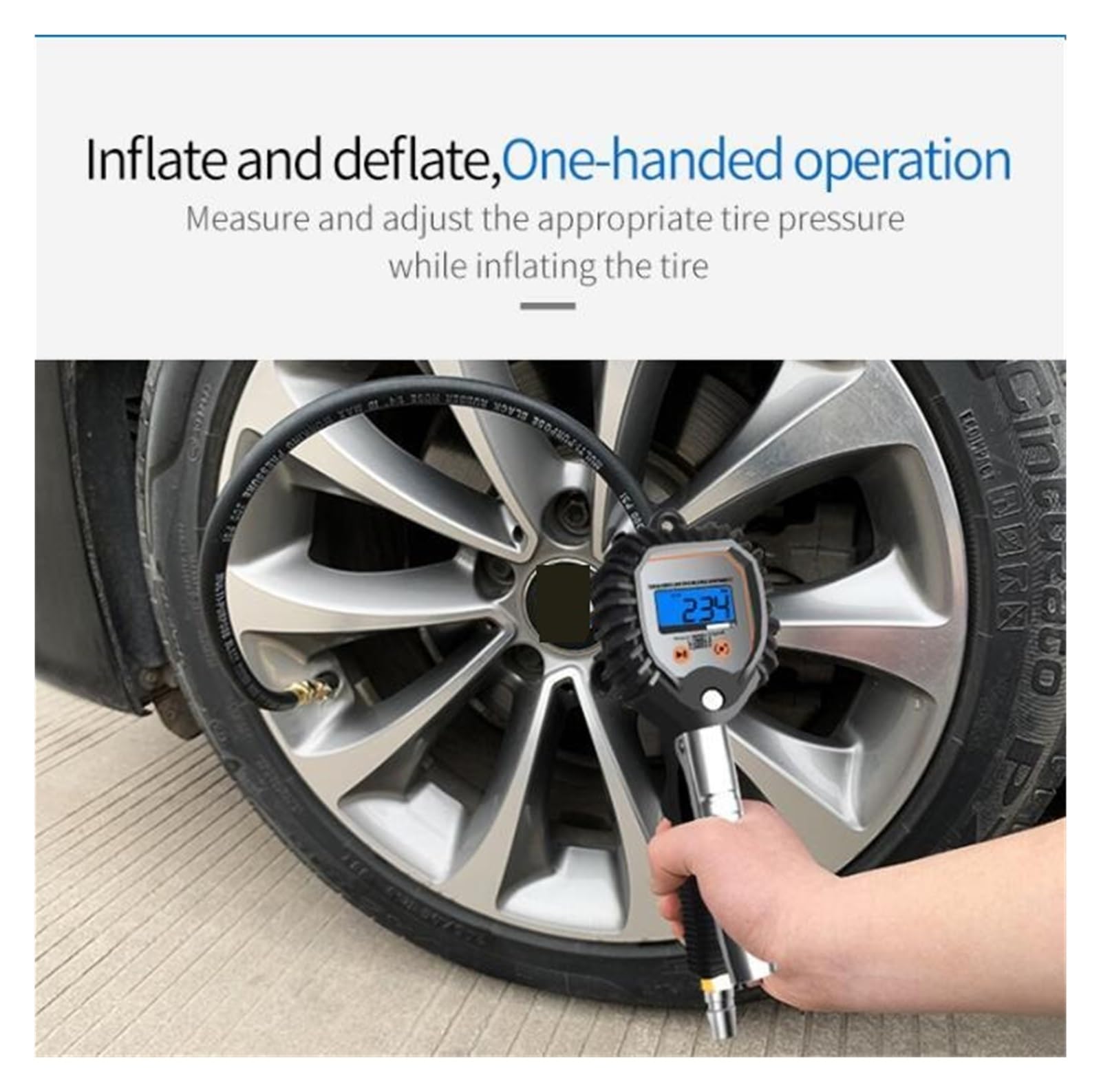 Manómetro de neumáticos Indicador de presión de neumáticos, Pantalla Digital, Control de Alta precisión, Pistola de inflado, manómetro de neumáticos de Coche for Coche, camión, vehículo