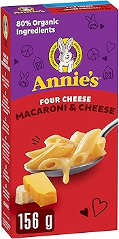 ANNIE'S 四种奶酪通心粉芝士产品，无人工香料与合成色素，含真实奶酪与牛奶成分，80%有机成分